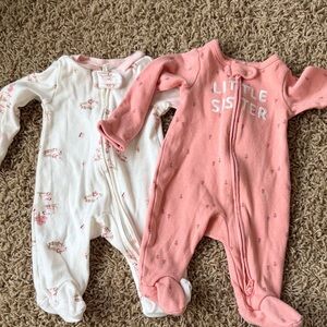 Carter's Pink and White Little Sister Footies